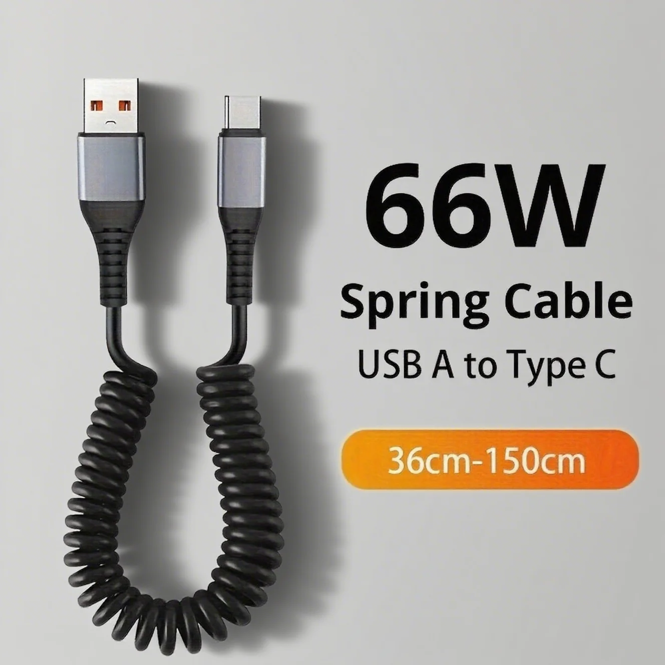 

Телескопический провод для быстрой зарядки, 66 Вт, 5 А, USB-кабель для зарядного устройства типа C, пружинный кабель для быстрой зарядки для Huawei Xiaomi Samsung