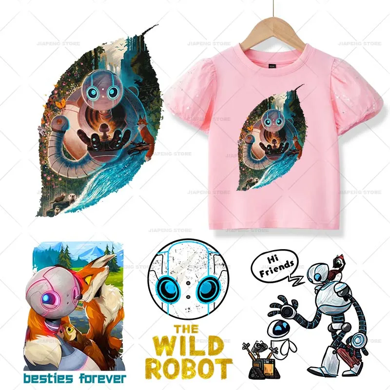 The Wild Robot Iron on Transfer on Clothes Rozzum unit 7134 Patches Heat Transfers for Clothing Movie Patches Sticker Stripes