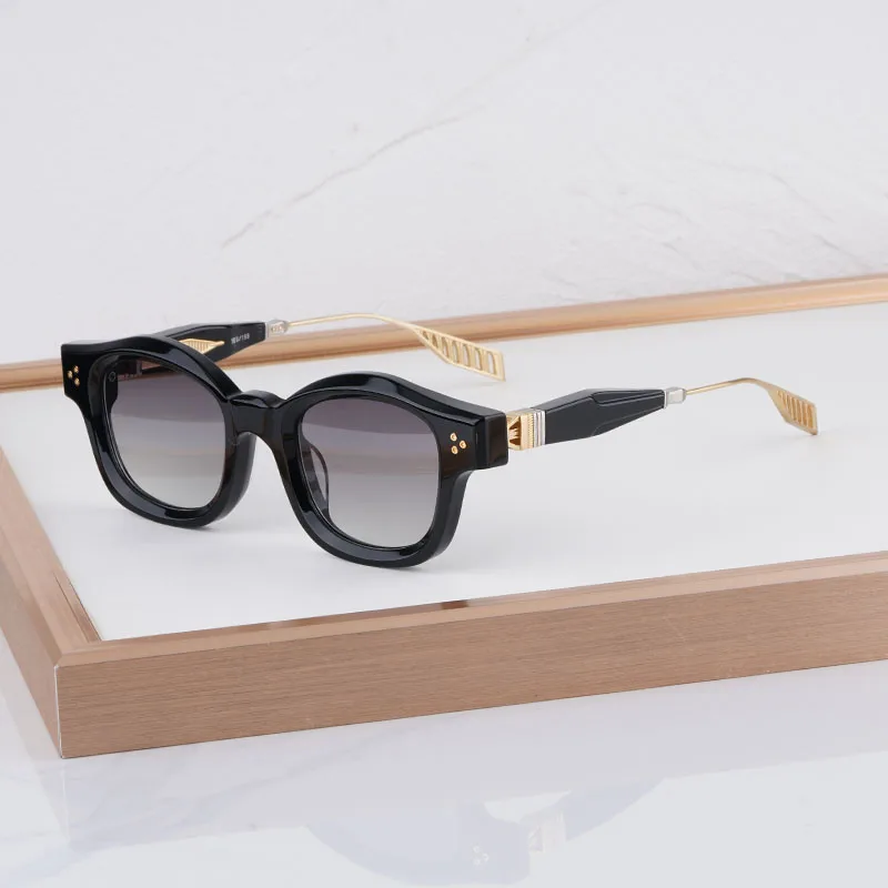 

V2 High Quality Acetate Sunglasses Handcrafted Oval Men Women UV400 Optical Eyeglasses with Case Street Fashion Classical Retro