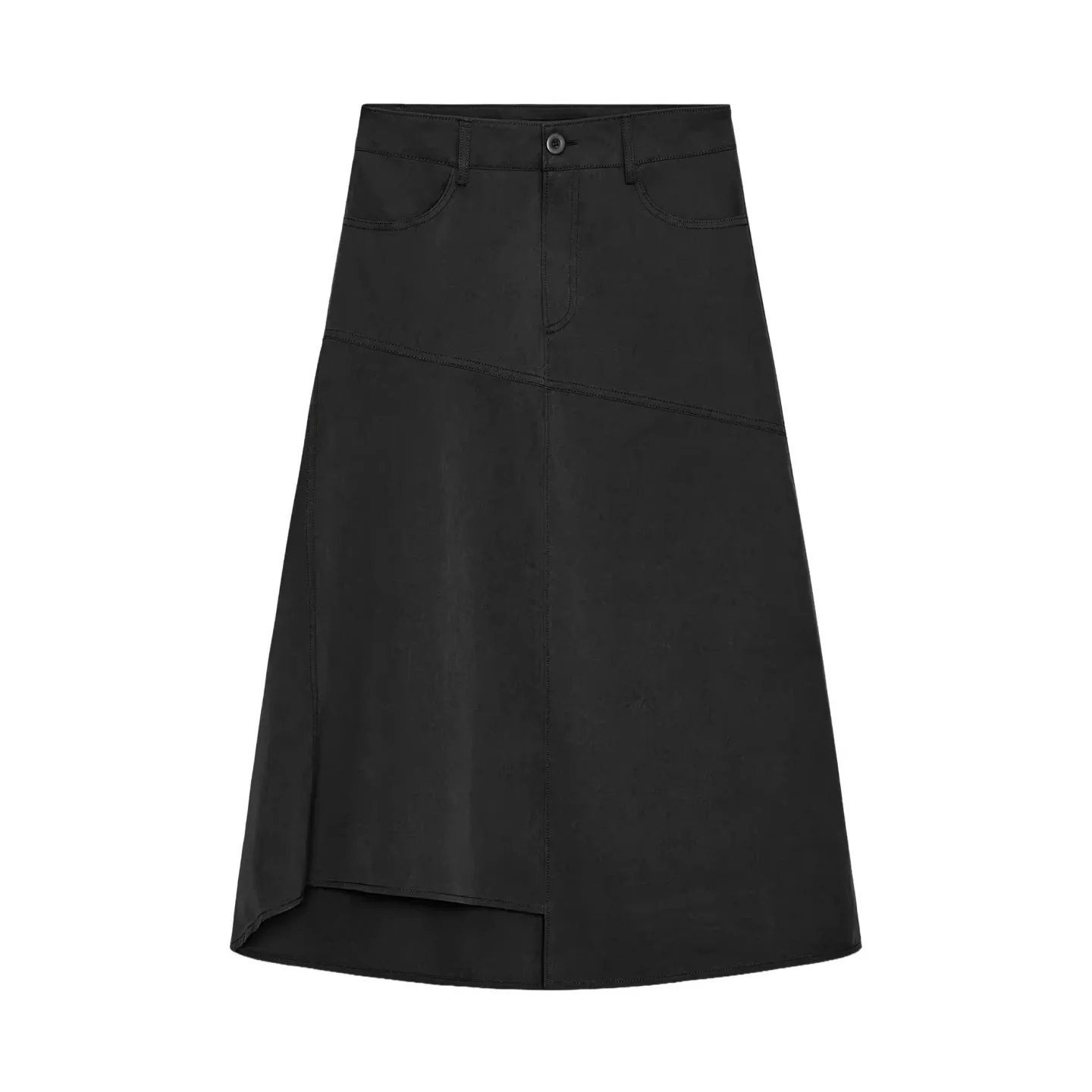 

Winter 2025 New Women's Midi Skirt A-Line Four ket Design Asymmetric Casual mid Waist Stand Fit Other Material 00%