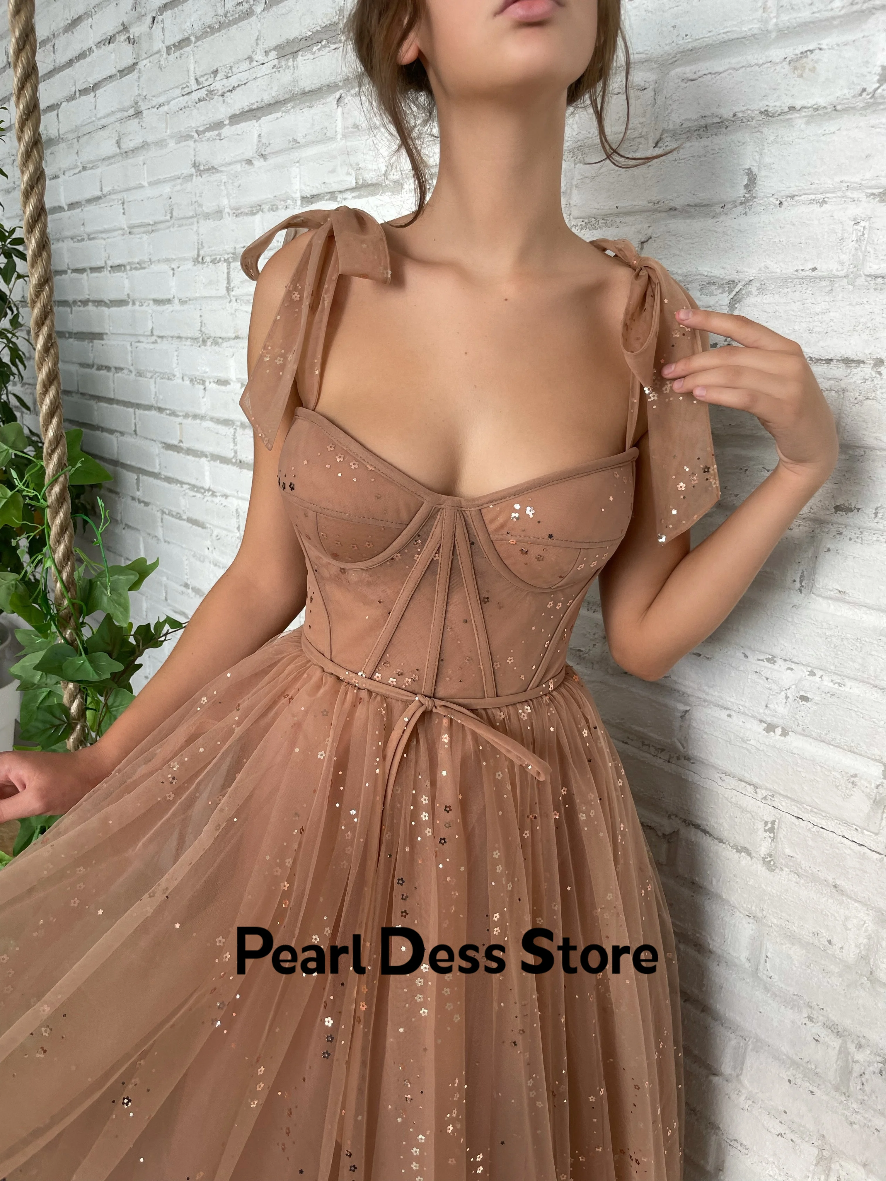 Line A Bridesmaid Dress Woman Chiffon Happy Sharon Evening Dresses for Formal Occasions Pearl Sweetheart Robe De Soiree Femmes