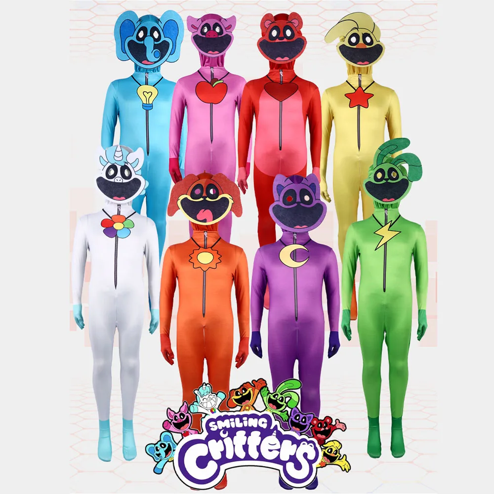 2024 Smiling Critters Cosplay Costumes Smiling CAT Nap CATnat Accion Jumpsuit Halloween  Party Dress Up Suit For Kids Adults