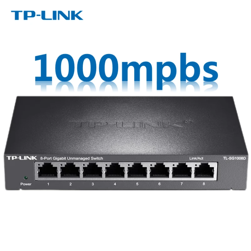 TP-LINK TL-SG1008D 8-Port 10/100 Мбит/с гигабитный неуправляемый настольный коммутатор, разветвитель Ethernet, безвентиляторный металлический дизайн Plug & Play