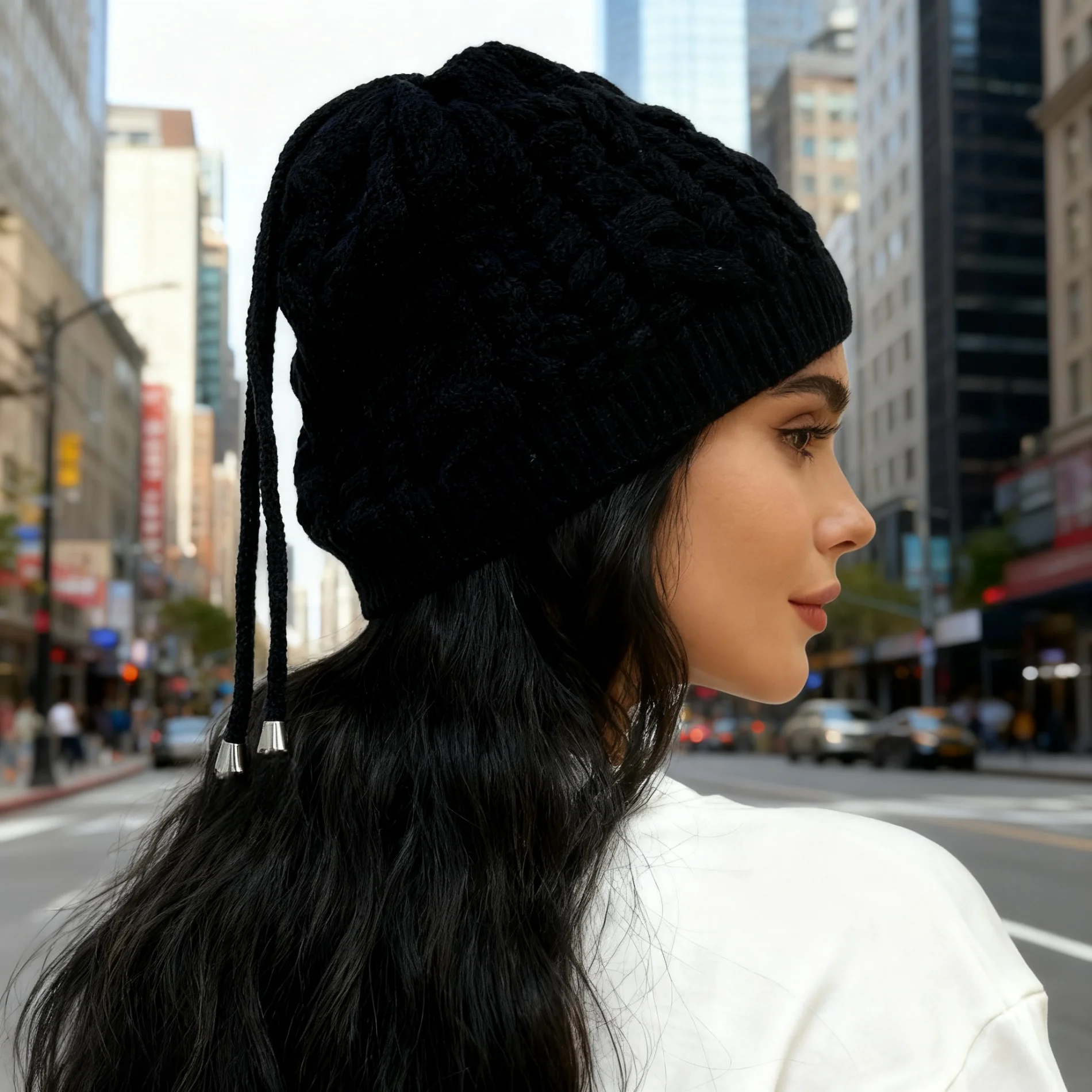 Mehrzweck-Set mit gestrickter Wintermütze und Schal | Warme Thermo-Mütze, Halswärmer, Ski-Gesichtsbedeckung für Damen und Herren, Outdoor, kaltes Wetter – Detail 10