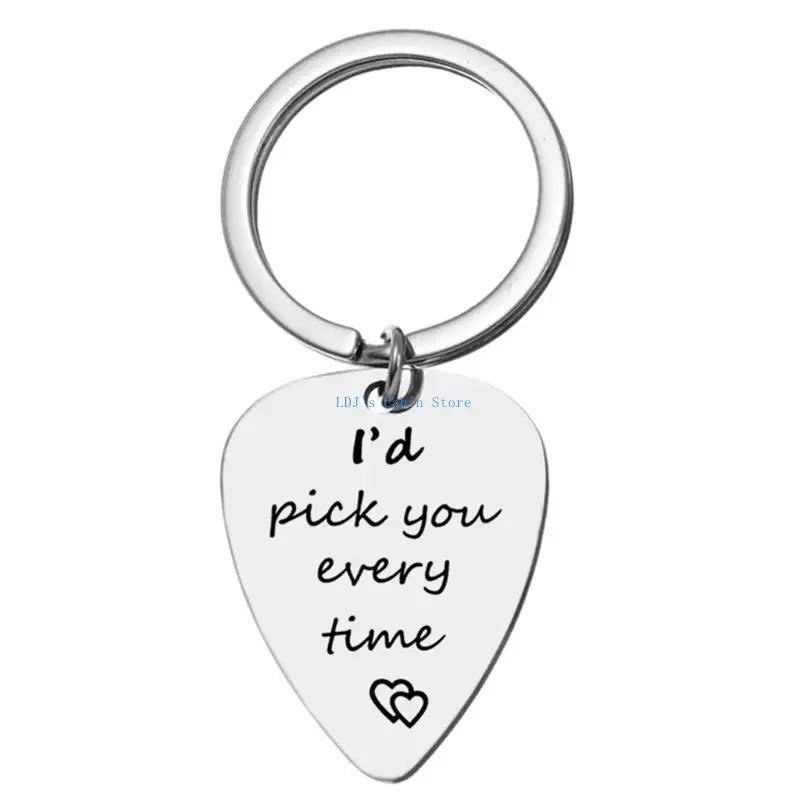 

XXFC Guitar Pick for Key Chain Men Women Musician Guitarist for Husband Boyfriend Stainless Guitar Pick Jewelry Keychain Gift