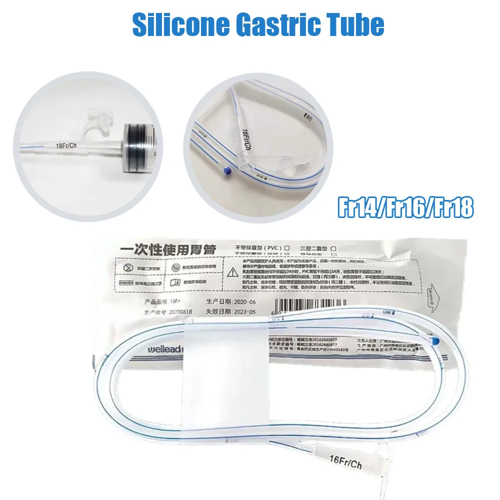 

1/5/10Pcs Fr14/Fr16/Fr18 Medical Nasogastric Tube Clear Silicone Hose Disposable Silicone Gastric Tube Nasal Feeding Tube