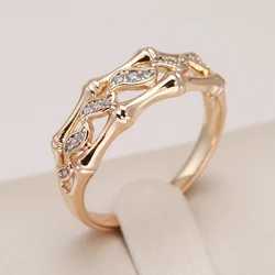 Kinel Hot Natural Zircon Ring for Women 585 Rose Gold Color Vintage Hollow Ethnic Wedding Rings Beach Party Fine Daily Jewelry
