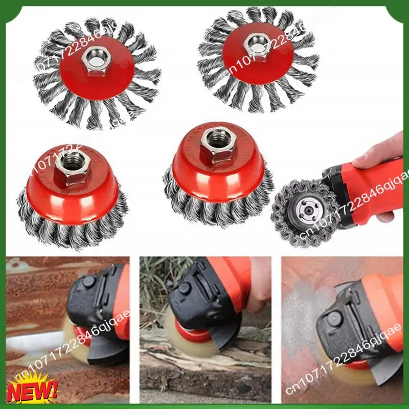 

A48I 4-Piece Set Of 75Mm/100Mm Wire Wheel Cup Brush Set Kit Suitable For Internal Teeth Of Angle Grinder M14 Set