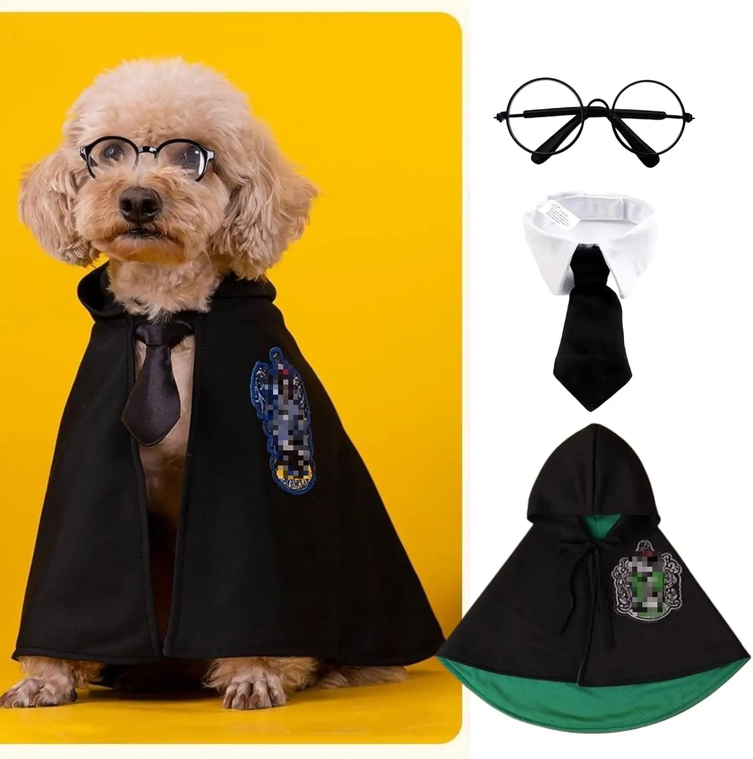 Dog Costume Pet Cat Cosplay Cloak College Pet Clothes Small Magic Cloak Spring and Autumn Clothes Glasses Necktie Dog Pet Shawl