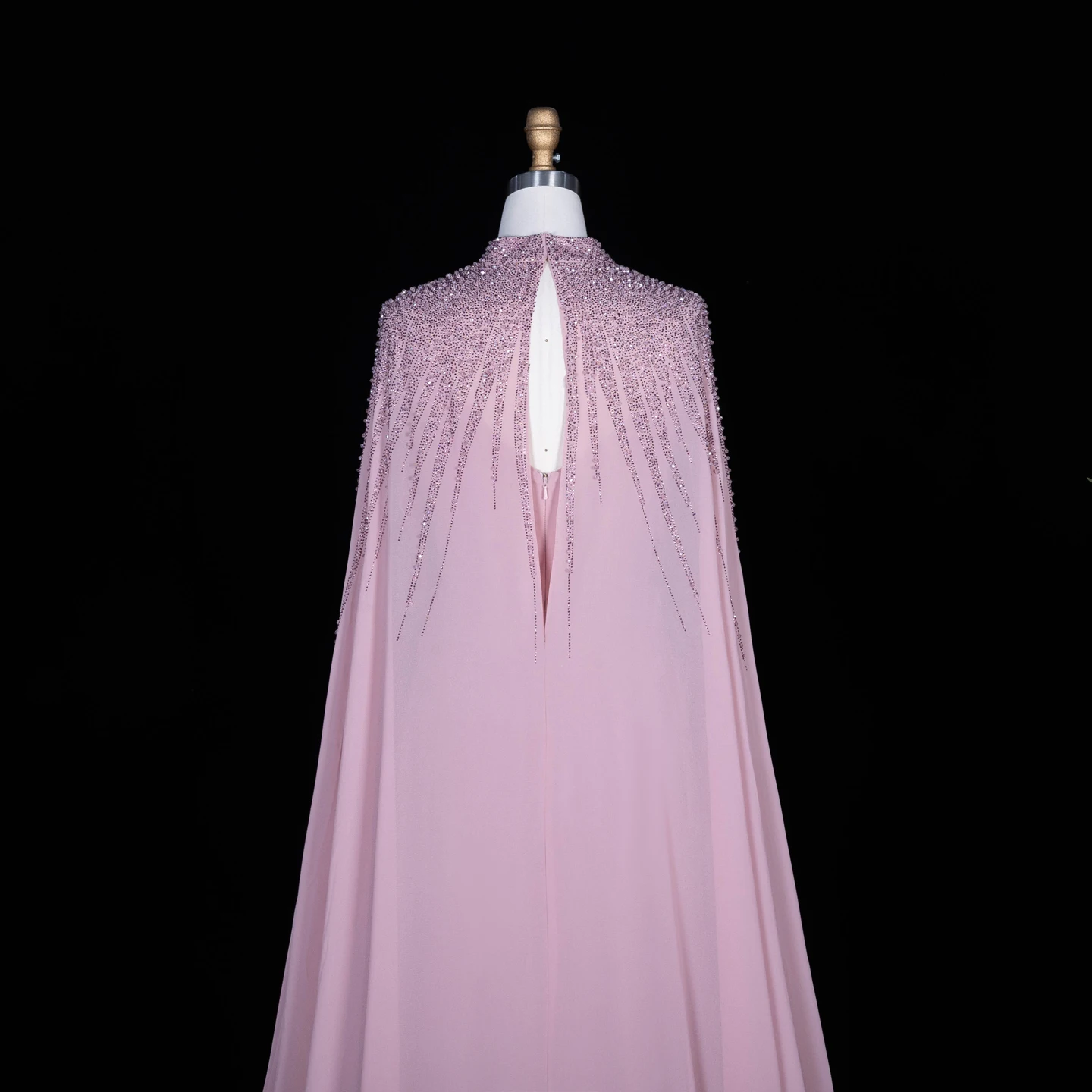 Sharon Said Abendkleider Luxuriöse Meerjungfrauen-Kleider mit V-Ausschnitt, Chiffon, Kristallen, Arabisch, Dubai, formelle Partykleider mit Umhang SS074 Maßanfertigung – Detail 31