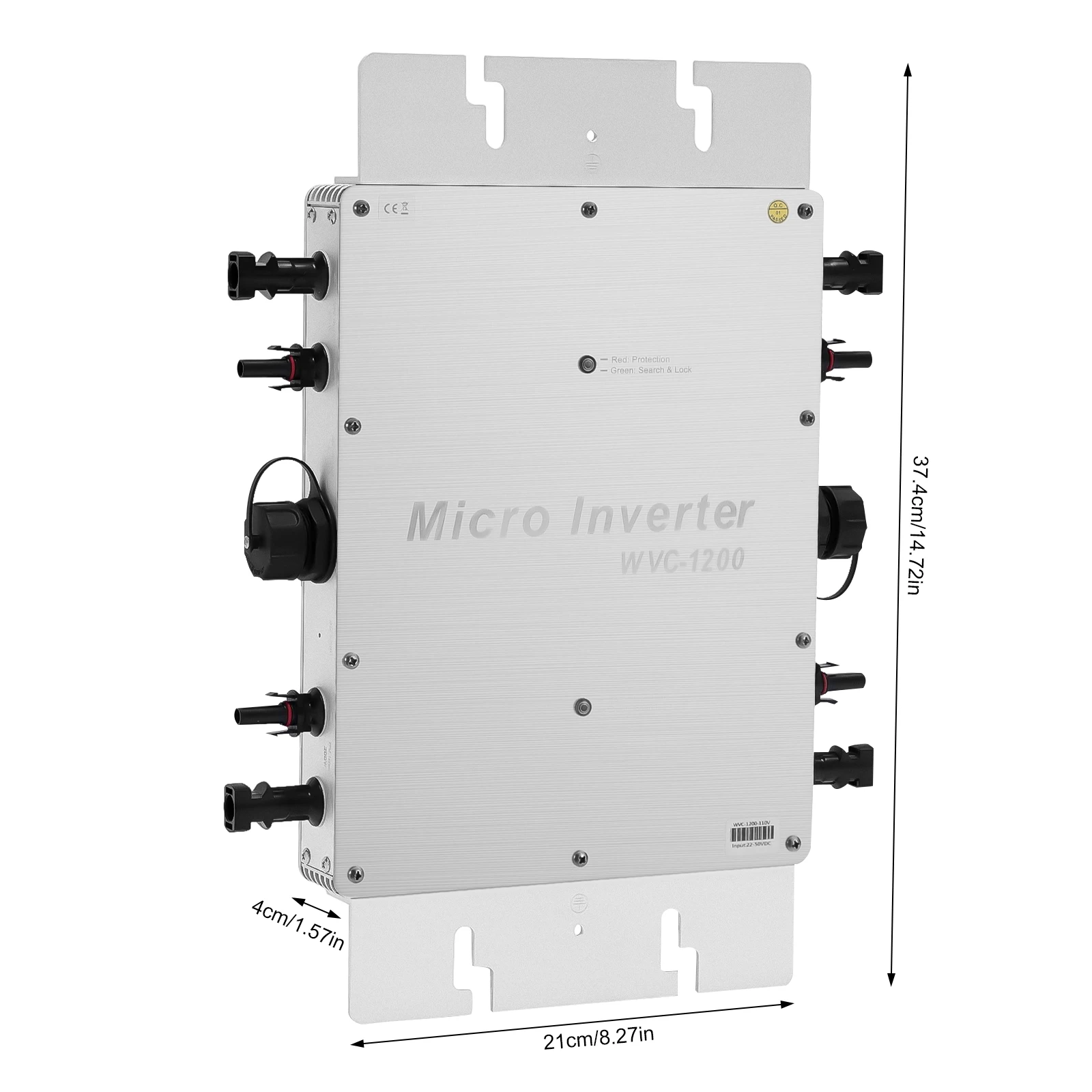 WVC-1200W Solar Grid Tie Inverter with LCD Display, Silver, MPPT Solar Panel Inverter for Home Grid System view 8