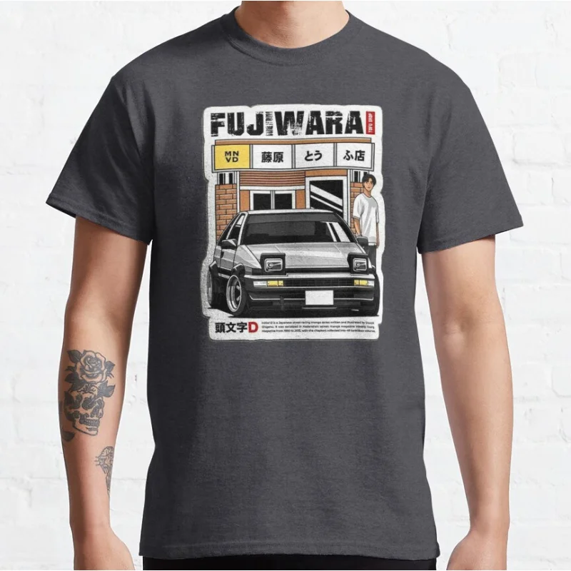 Car Artwork Fujiwara 80s Vintage Anime Initial D Japan manga Mountain Drift Racing Graphic T Shirts large size S-6XL