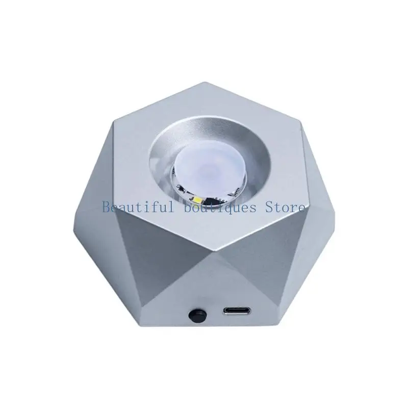 U4LF Portable ABS Crystals Light Base for Jewelry Exhibits Featuring Touch Sensitive Dimmable LED and Low Temperature Safety