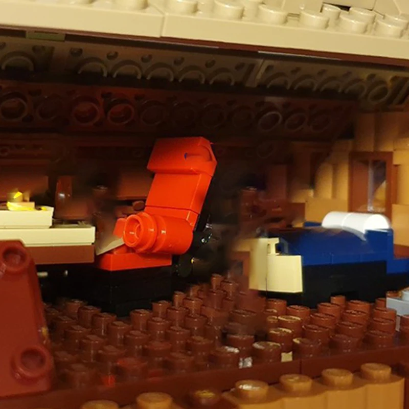 1371 Stück Familienkabine MOC mit Holzveranda, Kamin und Gartenzaun, Bildung, Bausteine, Geschenk