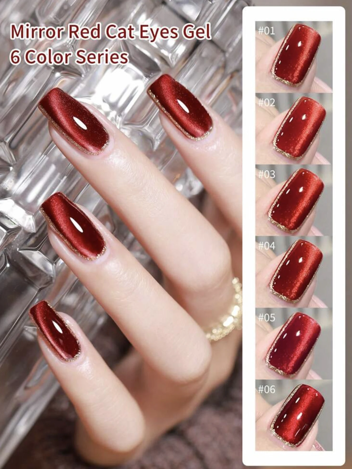 TC Autunno Inverno I più venduti Nail Art Specchio Rosso Cat Eye Gel Smalto per unghie Nuovo stile Sbiancamento per unghie Forniture per unghie Unghie di Natale