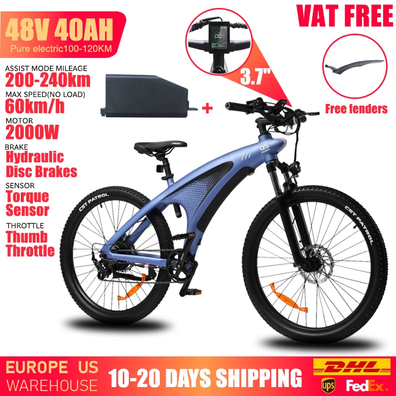 HUANCI Q5 Electric Bike for Adults Mountain Tire E Bike 48V 20Ah Battery Electric Bicycle for Commuting Long Range image 2