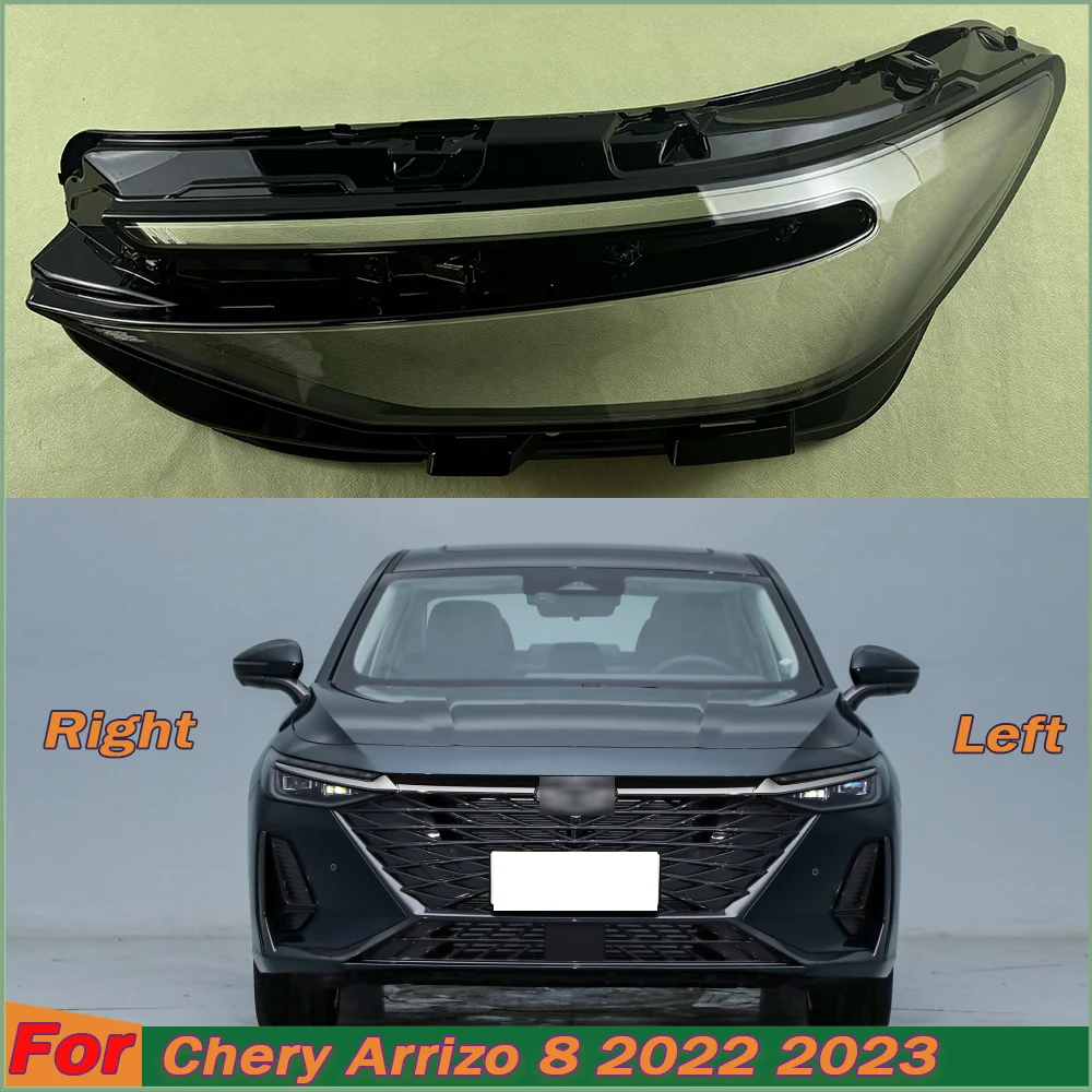 For Chery Arrizo 8 2022 2023 Front Headlight Cover Transparent Mask Headlamp Lamp Shell Replace Original Lampshade Plexiglass