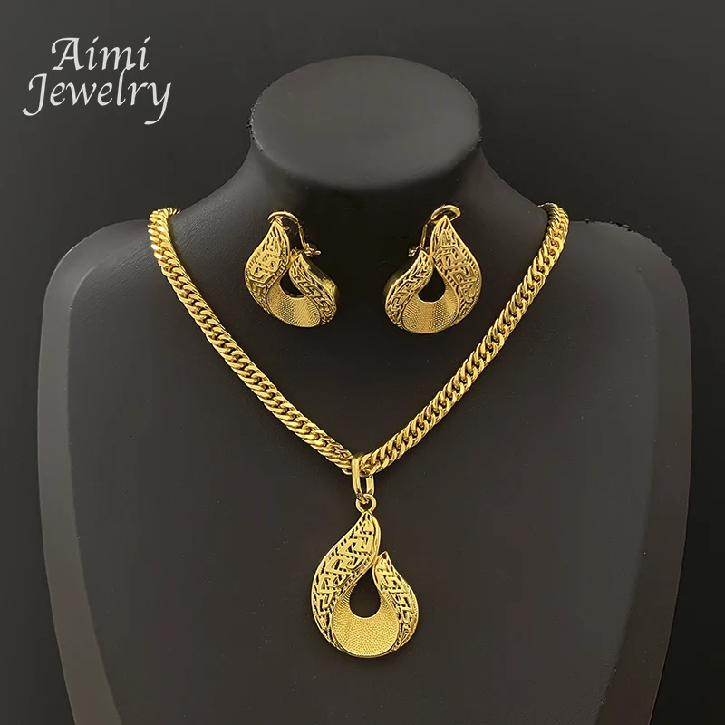 Brasilianischer Original-Anhänger mit Kette, afrikanisches 18K vergoldetes Kupfer-Schmuckset, Ohrringe, Halskette, Braut-, Hochzeits- und Partygeschenke – Detail 1