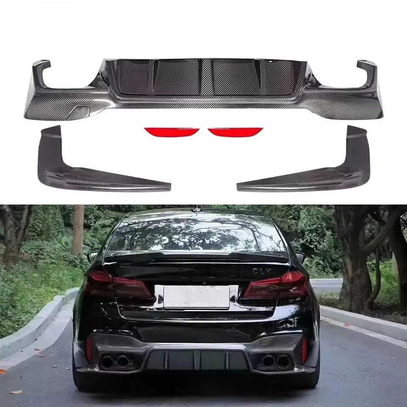 

Качественная задняя губа из углеродного волокна в 3D-стиле для 5 серии G30 G38 F90 M5 Lci, 4-дверный обновленный задний бампер, диффузор, спойлер Lipcustom