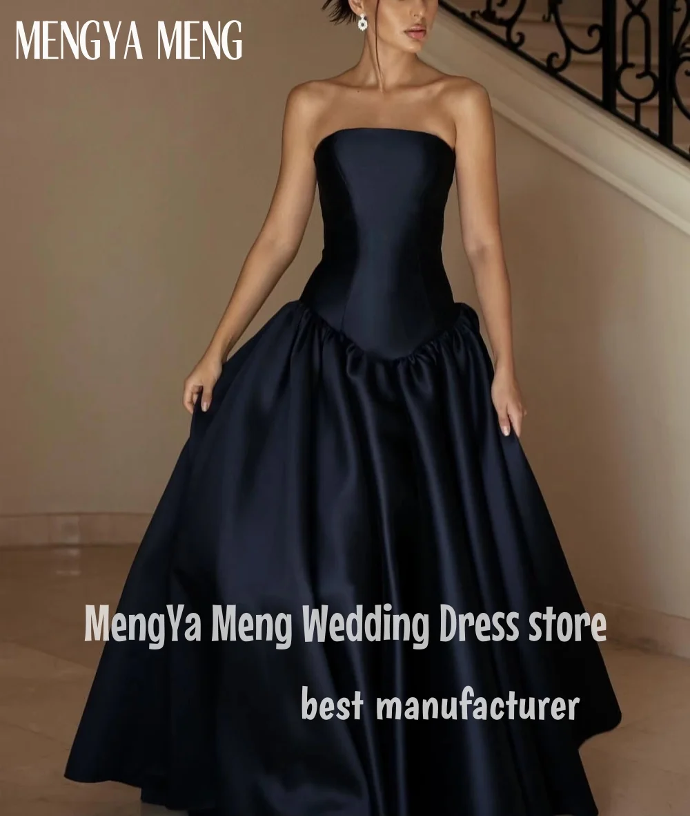 ZHUISHU 맞춤형 사우디 우아한 블랙 댄스 파티 드레스 여성 Strapless a 라인 파티 이브닝 ​​드레스 바닥 길이 특별 행사 가운