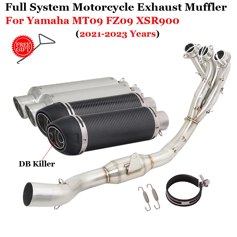 For Yamaha MT09 FZ09 XSR900 MT-09 2021 - 2023 Full Systems Motorcycle Exhaust Escape Modify Carbon Fiber Muffler Moto DB Killer