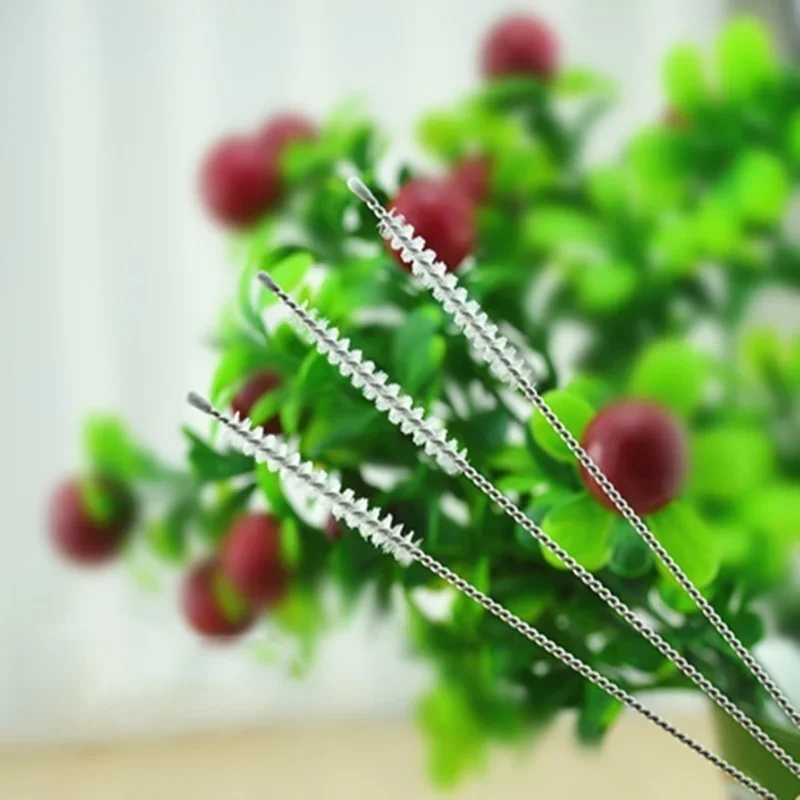 10Pcs/Set Stainless Soft Hair Suction Glass Tube Cleaner Brushes Tools Fish Tank Straw Bottle Cleaning Brush