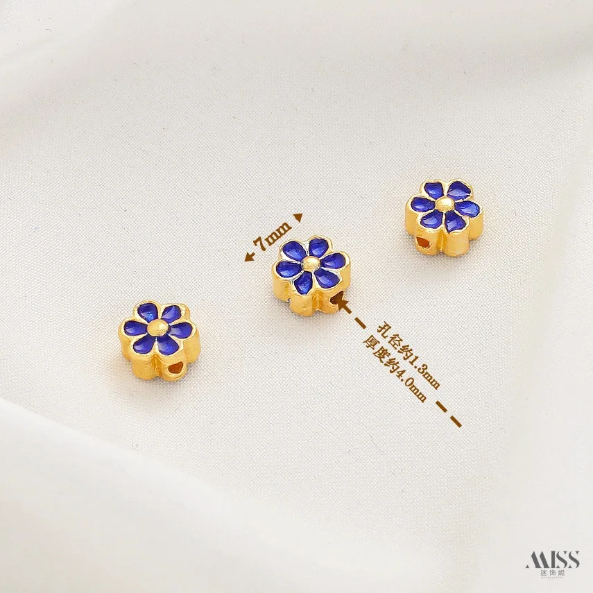 18K Gold Plated Cloisonne Enamel, Thousand Miles Landscape, Six Words Mantra, Daisy Spacer Beads, DIY Jewelry Accessories view 6