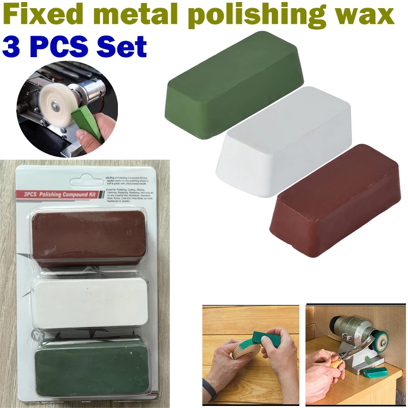 

3PCS Metal Polishing Wax Set Stainless Steel Solid Grinding Paste Decontamination Scratch Repair and Removal of Abrasive Tools