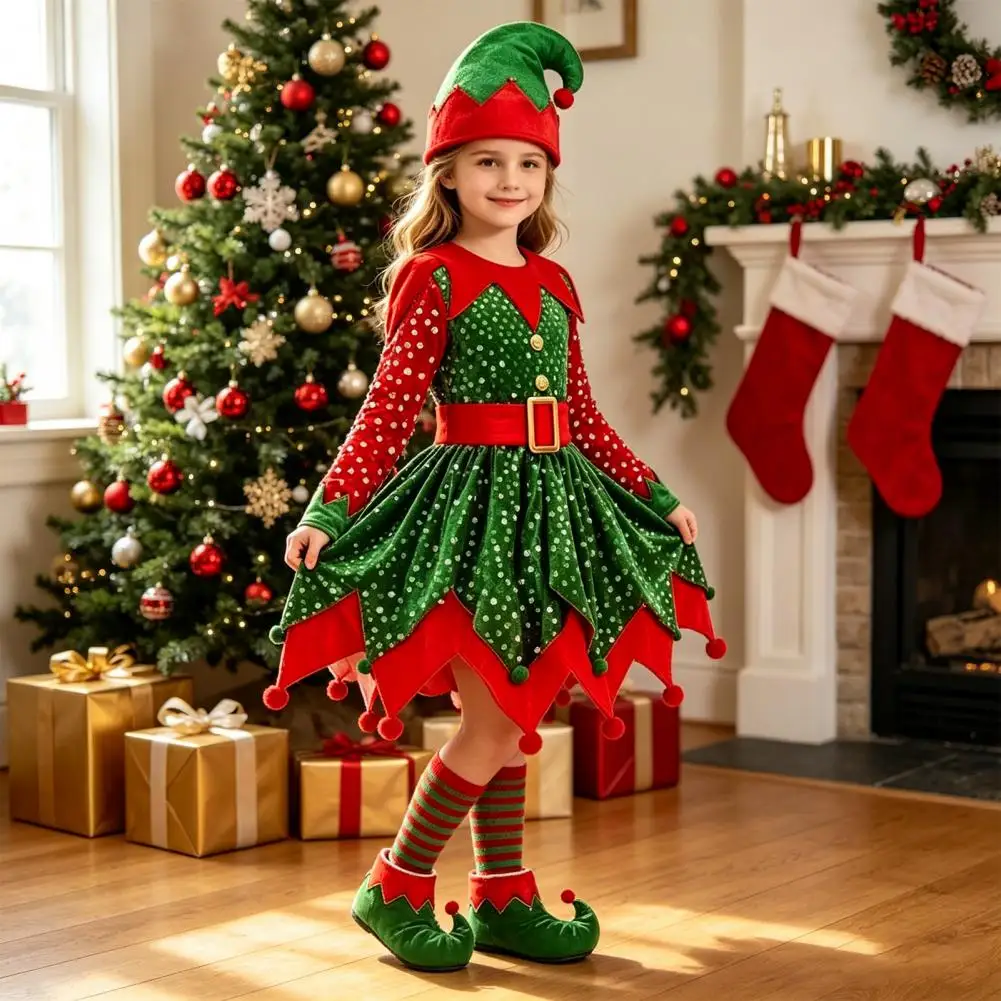 Robe Lutine à Sequins Fille avec Chaussettes Rayées – photo 1
