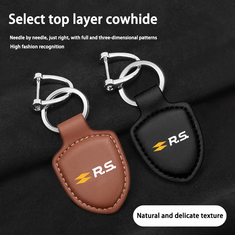 

Car Shield Leather Keychain Key Ring Pendant Holder Gift For Renault Clio Megane Captur Master Logan Kangoo RS Accessoriess