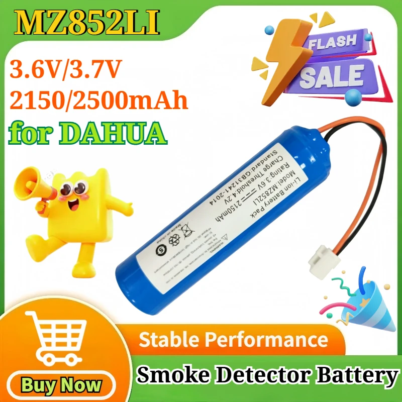

Новый аккумуляторный блок MZ852LI 3.6В/3.7В 2150/2500мАч для детектора дыма DAHUA, высококачественные аксессуары для батарей
