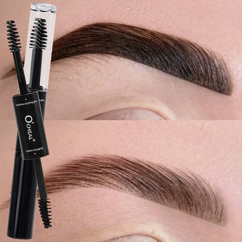 Double-ended สีดําสีน้ําตาล Dye Eyebrow เจลจัดแต่งทรงผมกันน้ํา Lasting Wild Brow Tint Wax โปร่งใส Liquid Brows ครีมเครื่องสําอาง