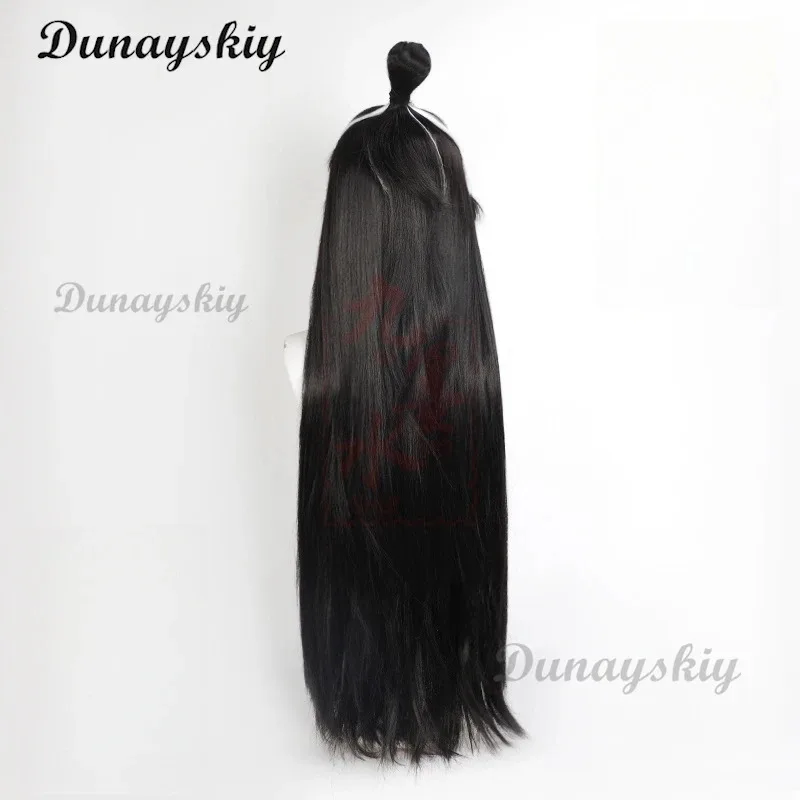 Peluca de Cosplay Nezha Shen Gong Bao, 100cm, fibra negra y blanca resistente al calor, pelo largo, disfraz de juego de rol de Halloween para adultos, Unisex
