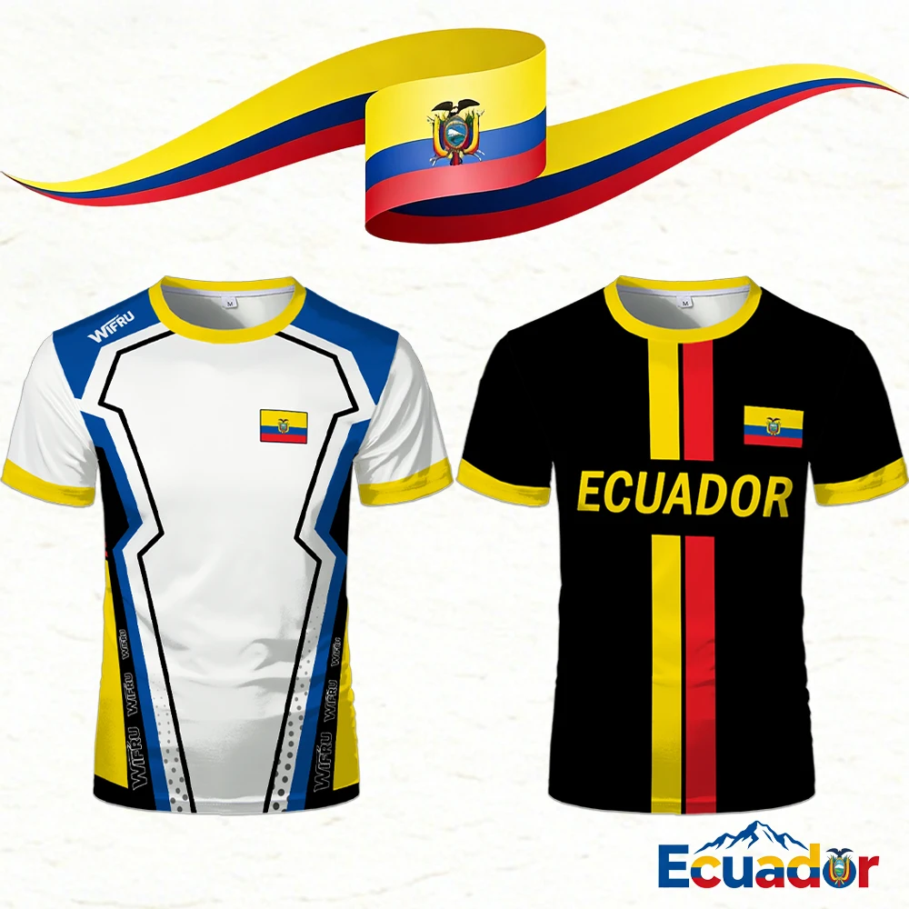

Ecuadorian flag print Football Jersey Men's breathable Soccer Shirt Summer quick-drying sports T-shirt casual fan apparel