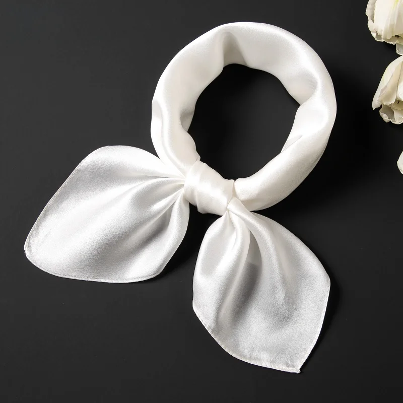 白いシルクスクエアスカーフ女性の春秋多用途マルベリーシルクスカーフ装飾的な小さなショール杭州シルクベリーリアブランド