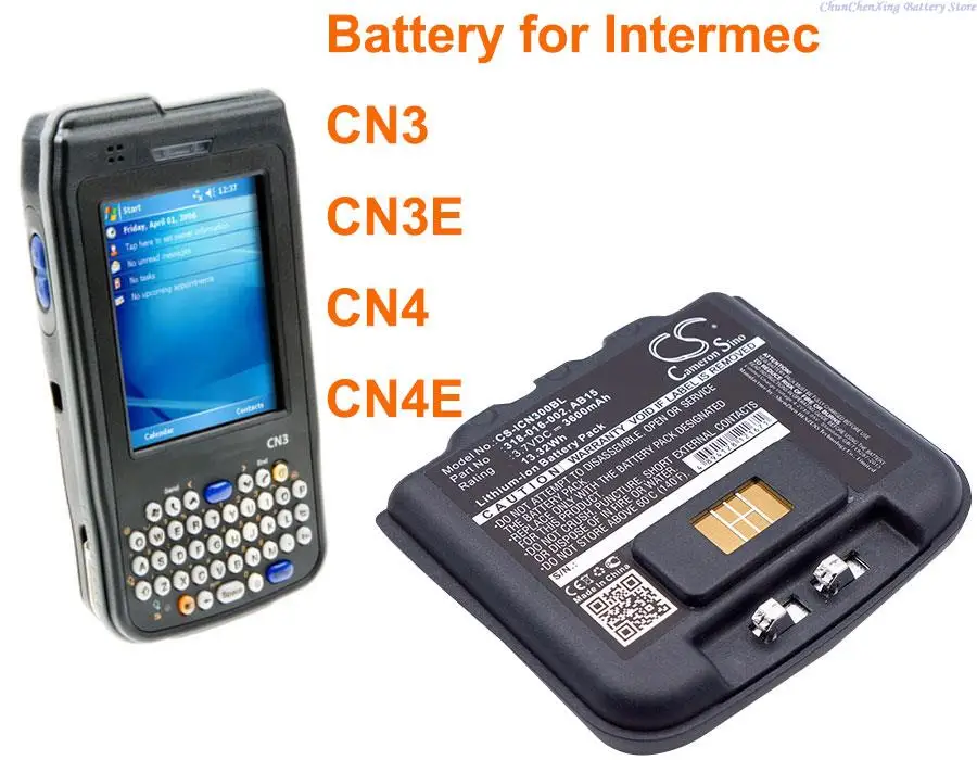 

3600mAh Barcode Scanner Battery 318-016-001, 318-016-002, AB15, AB16, AB9 for Intermec CN3, CN3E, CN4, CN4E