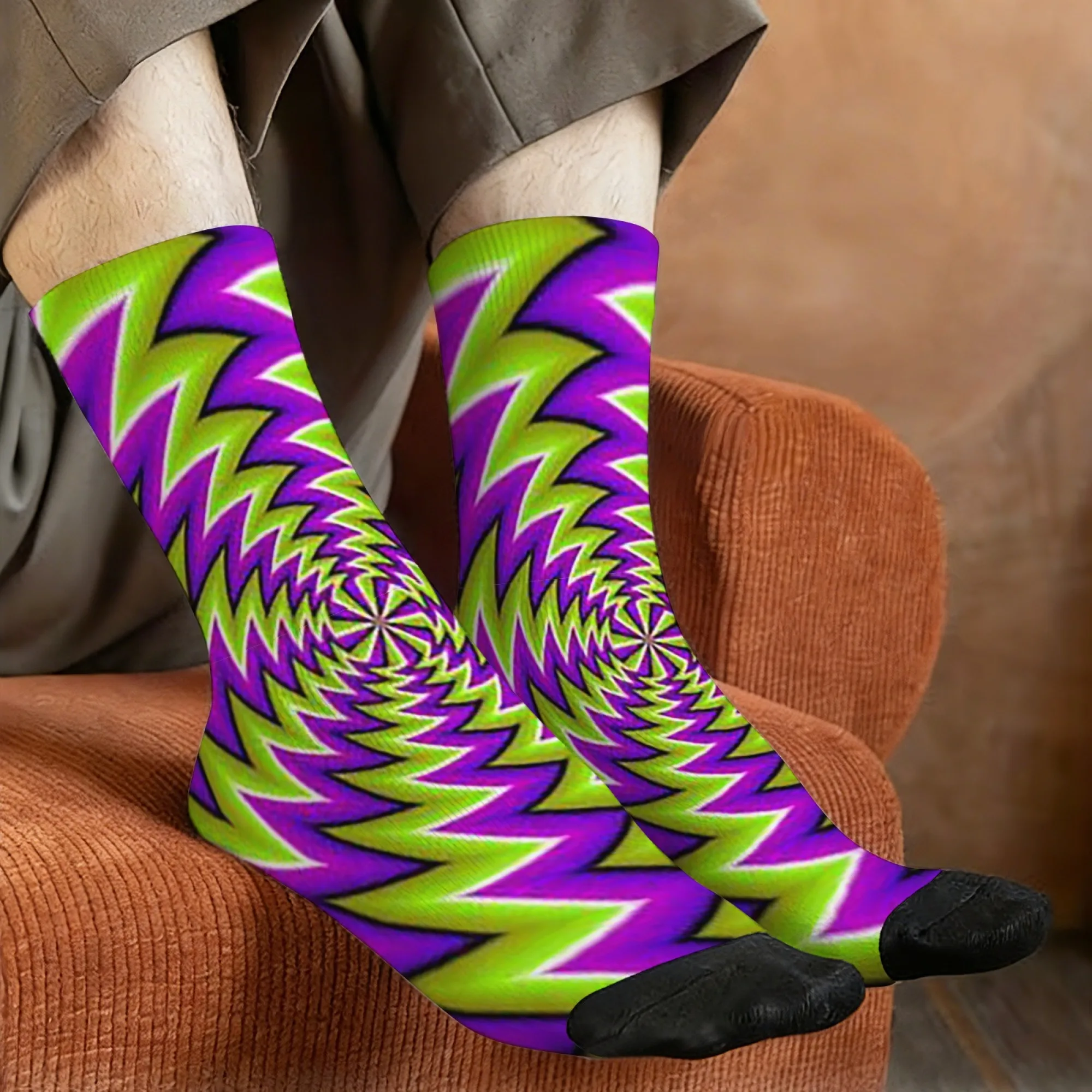 Spiral Optical Illusion Socks Durable Lightweight Smooth Men's Socks Cycling Hiking Camping Street Style Harajuku Novelty Socks
