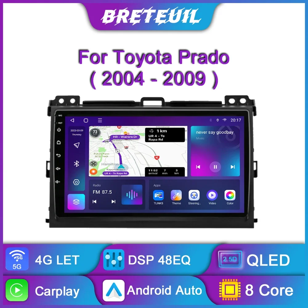 For Toyota Land Cruiser Prado 120 Android Car Radio Multimedia Player GPS Navigation Carplay Screen Auto Intelligent Stereo