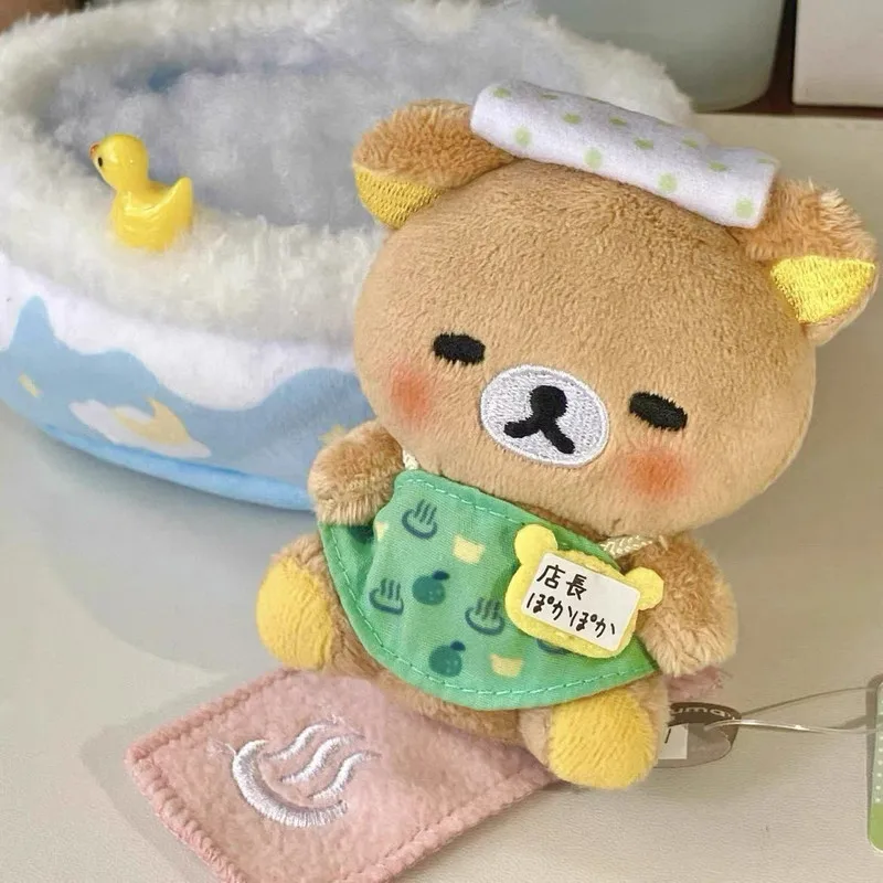 

San-X Rilakkuma Shop Manager Polka Dot Plush Keychain Cartoon Stuffed Charm With Chick Sky Tree Series Bag Pendant Gift For Kids