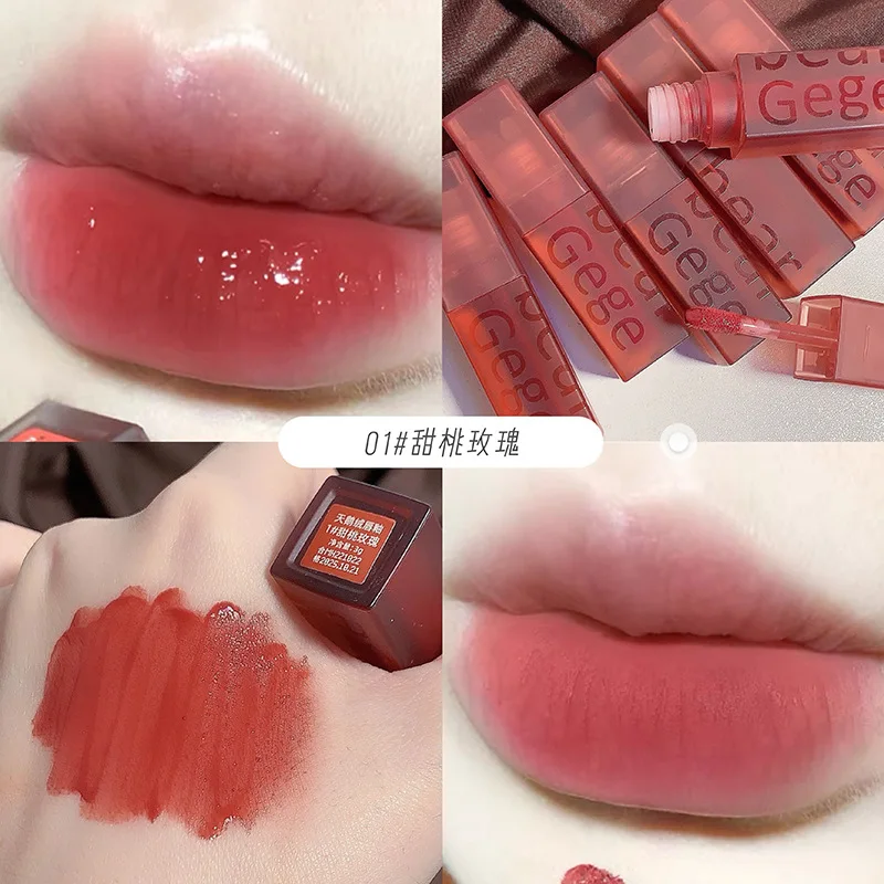 Gege Bear Velvet Lip Glaze Soft Mist Matter, langanhaltender, lichtbeständiger Lippenstift für Herbst und Winter
