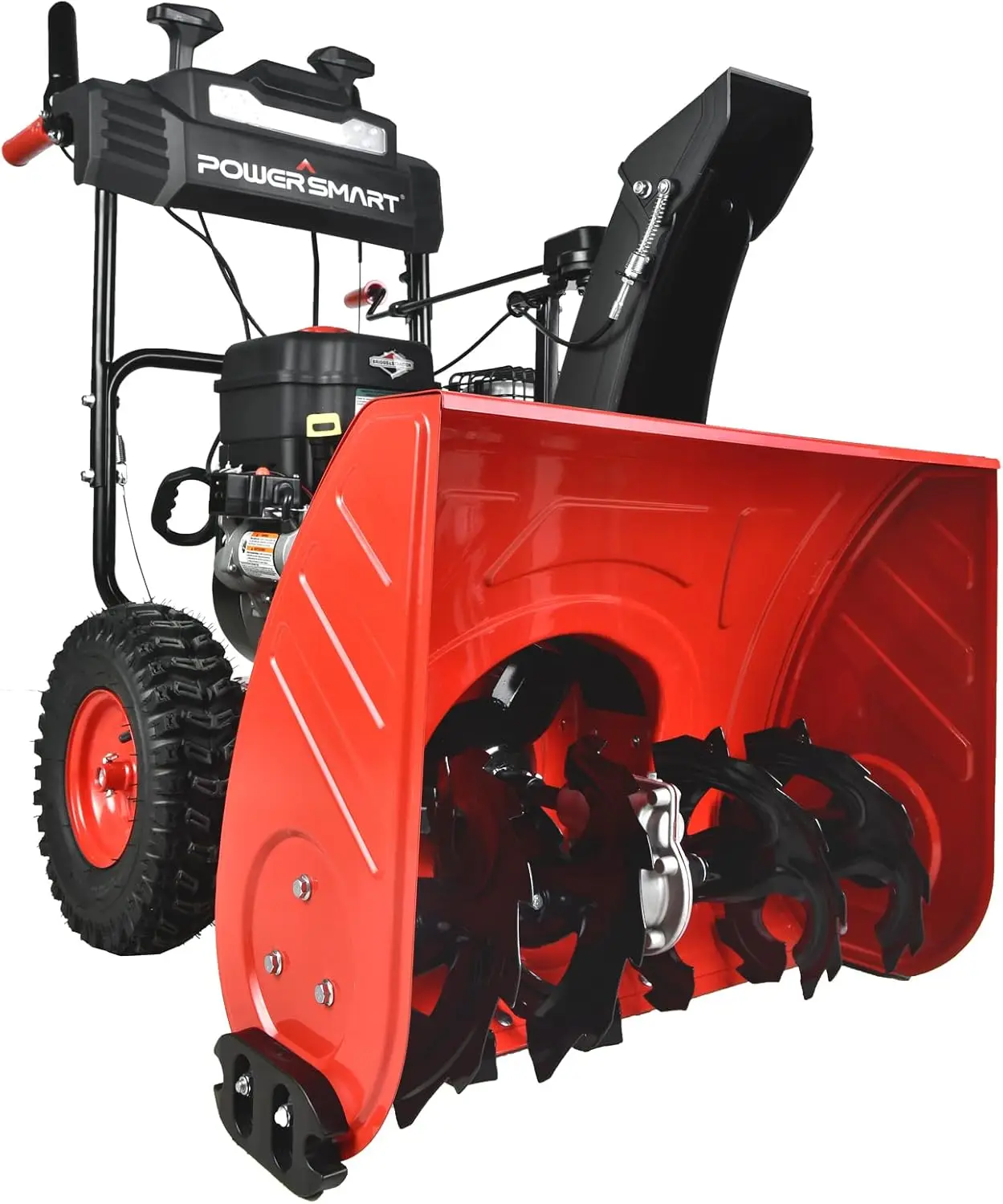 

PowerSmart 26-Inch Self Propelled Two-Stage Snow Blower Gas Powered 208cc Briggs Stratton Engine Electric Start Handle Warmer