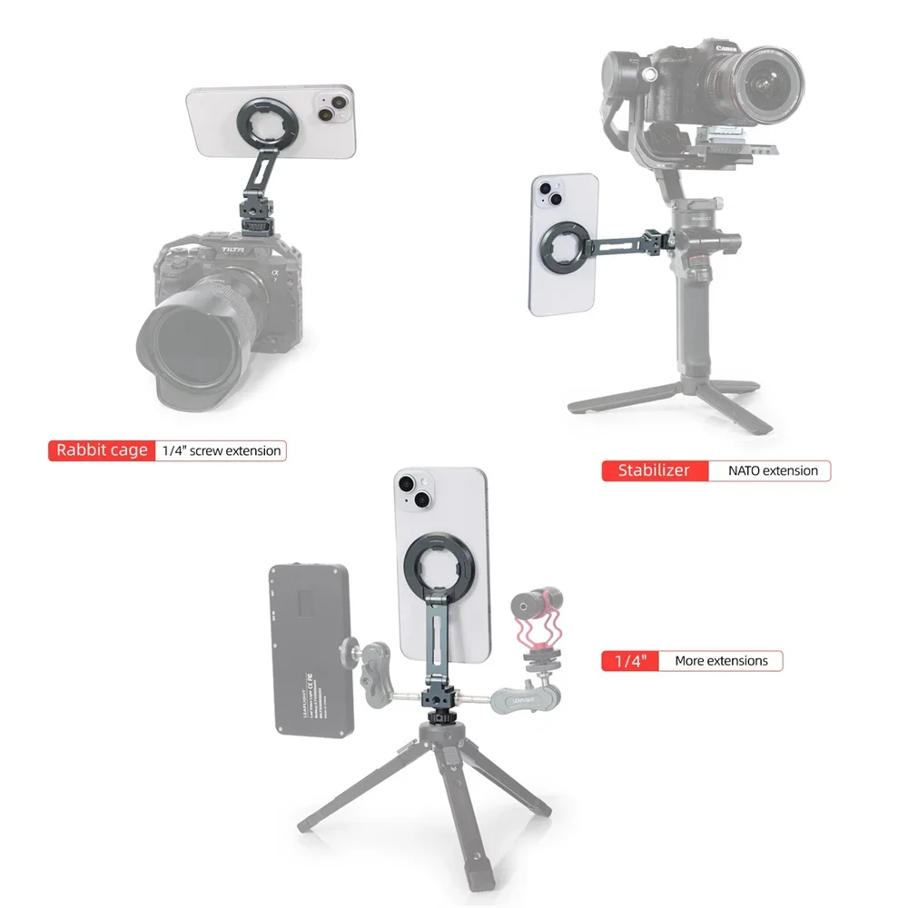 الهاتف المغناطيسي ترايبود محول تركيب 360 تدوير حامل هاتف مغناطيسي ث الحذاء البارد 1/4 "الناتو الهاتف ترايبود جبل