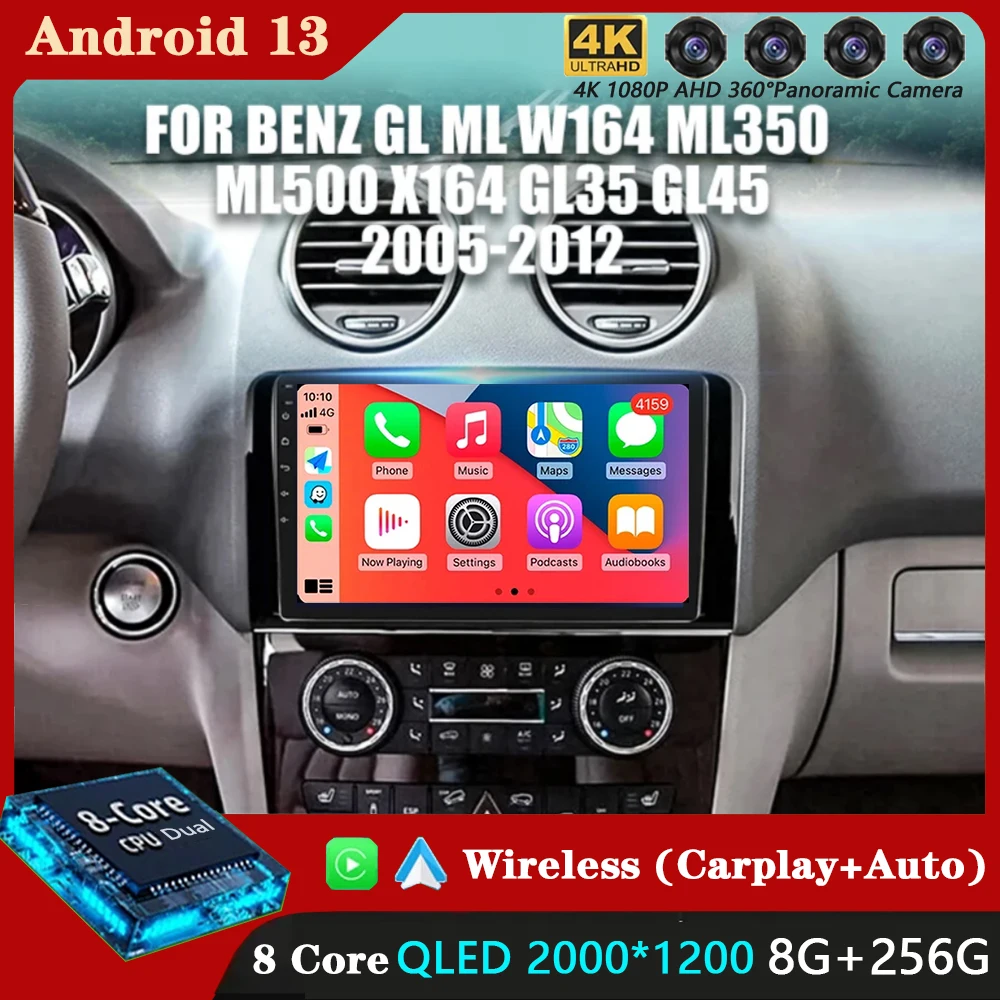 

Автомагнитола Android 13, мультимедийный навигатор для Mercedes Benz GL ML W164 GL320 ML350 ML500 X164 GL35 GL45 GL450 2005 - 2012 no 2di