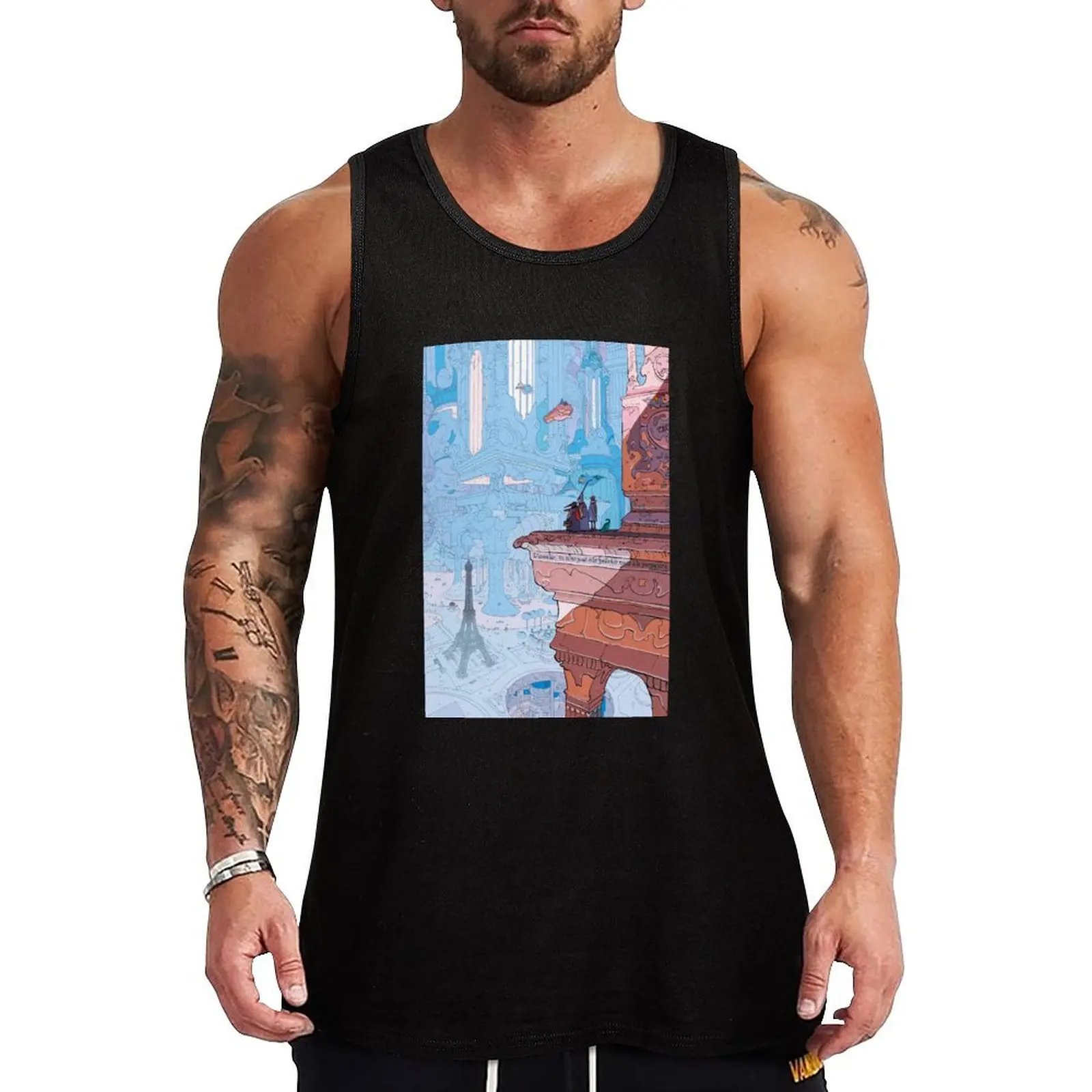 Moebius - Paris Tank Top t-shirt for men gym t-shirts man Sleeveless men