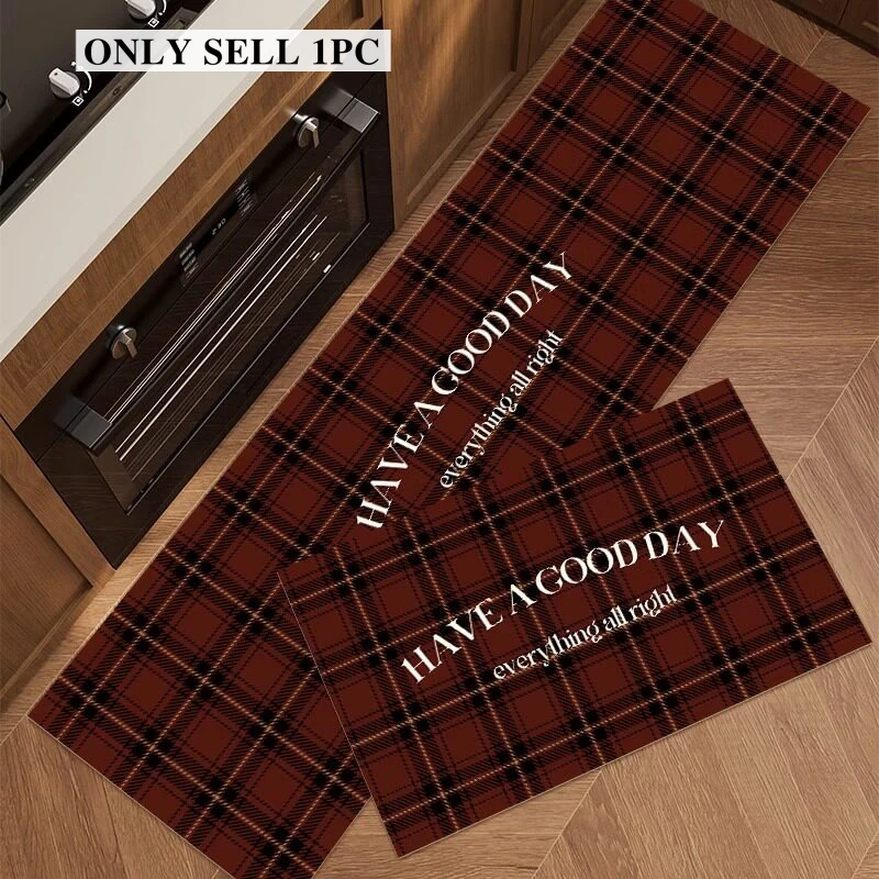 

Rug for Kitchen Pvc Waterproof Leather Carpet American Retro Style Long Floor Mat Non-slip Oil-proof Home Decoration Rugs 주방 카펫