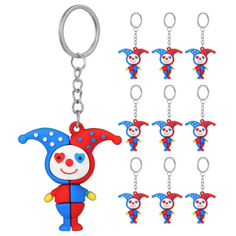 10pcs Clown Keychain Funny Figure Keyring Decor Decorative Keychain Pendant For Bag Backpack Clown Decor Keychain Pendant