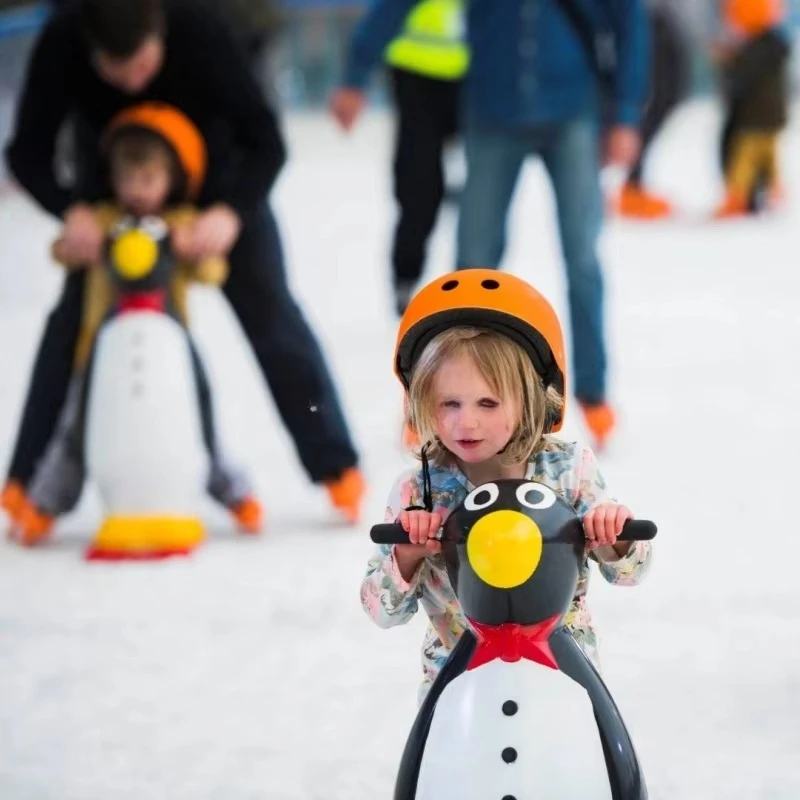 Compact Penguin Ice Skate Pusher | 40/Pallet Blow Molded Trainer | Space-Saving Rink Aid