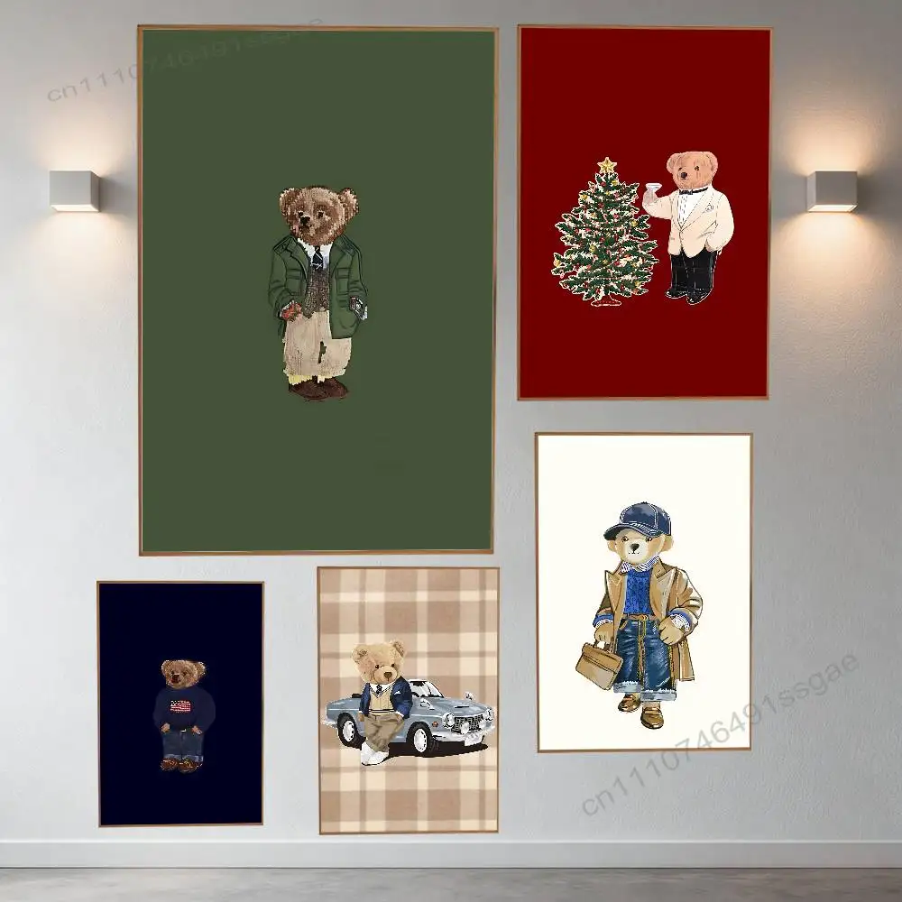 

Cool Fashion B-Bear Poster Retro Paper Sticker DIY Room Bar Cafe Aesthetic Art Wall Painting