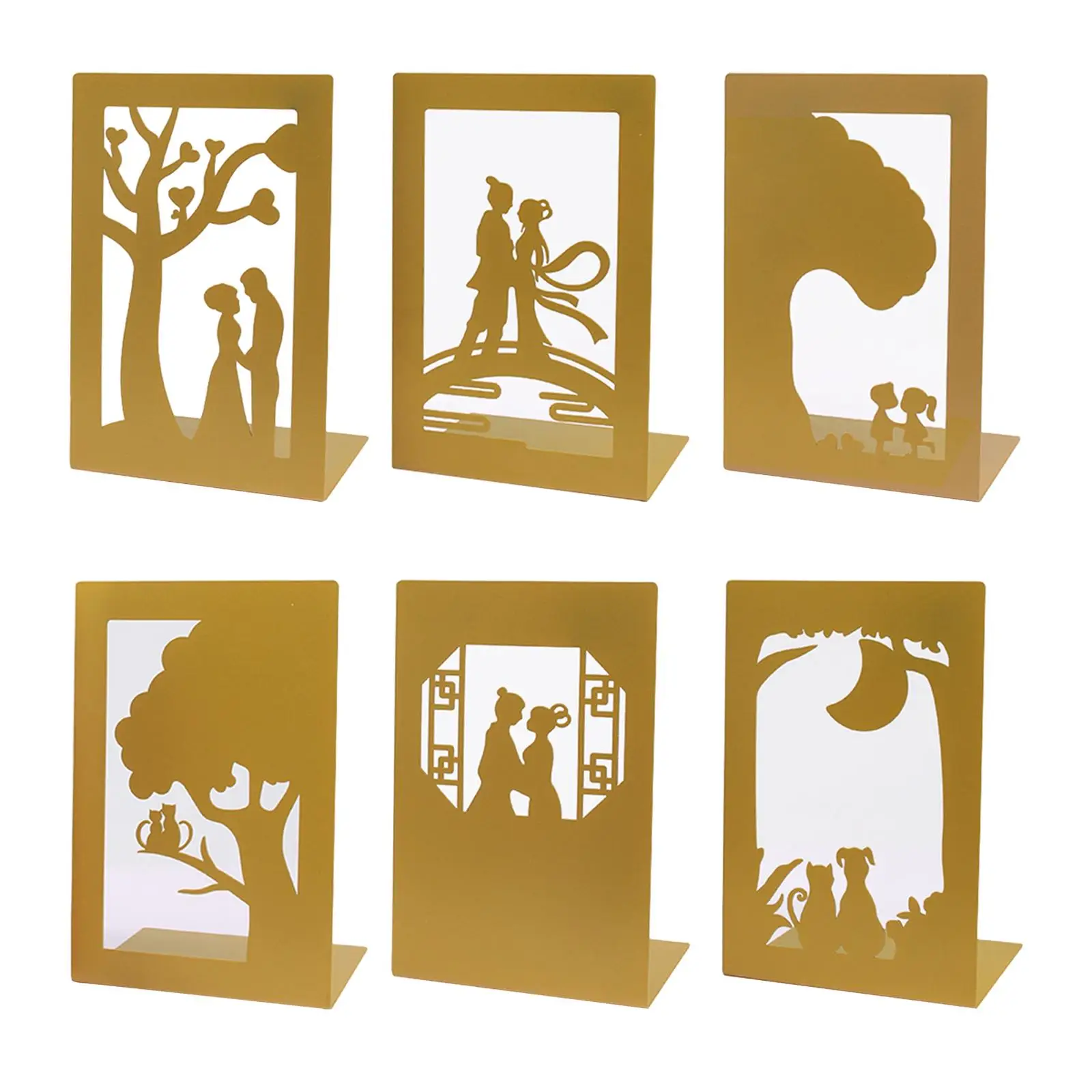 

Metal Bookends Book Ends Stand Silhouette Decorative Decoration Book Holder Bookshelf for Recipe Video Games Room Women Men