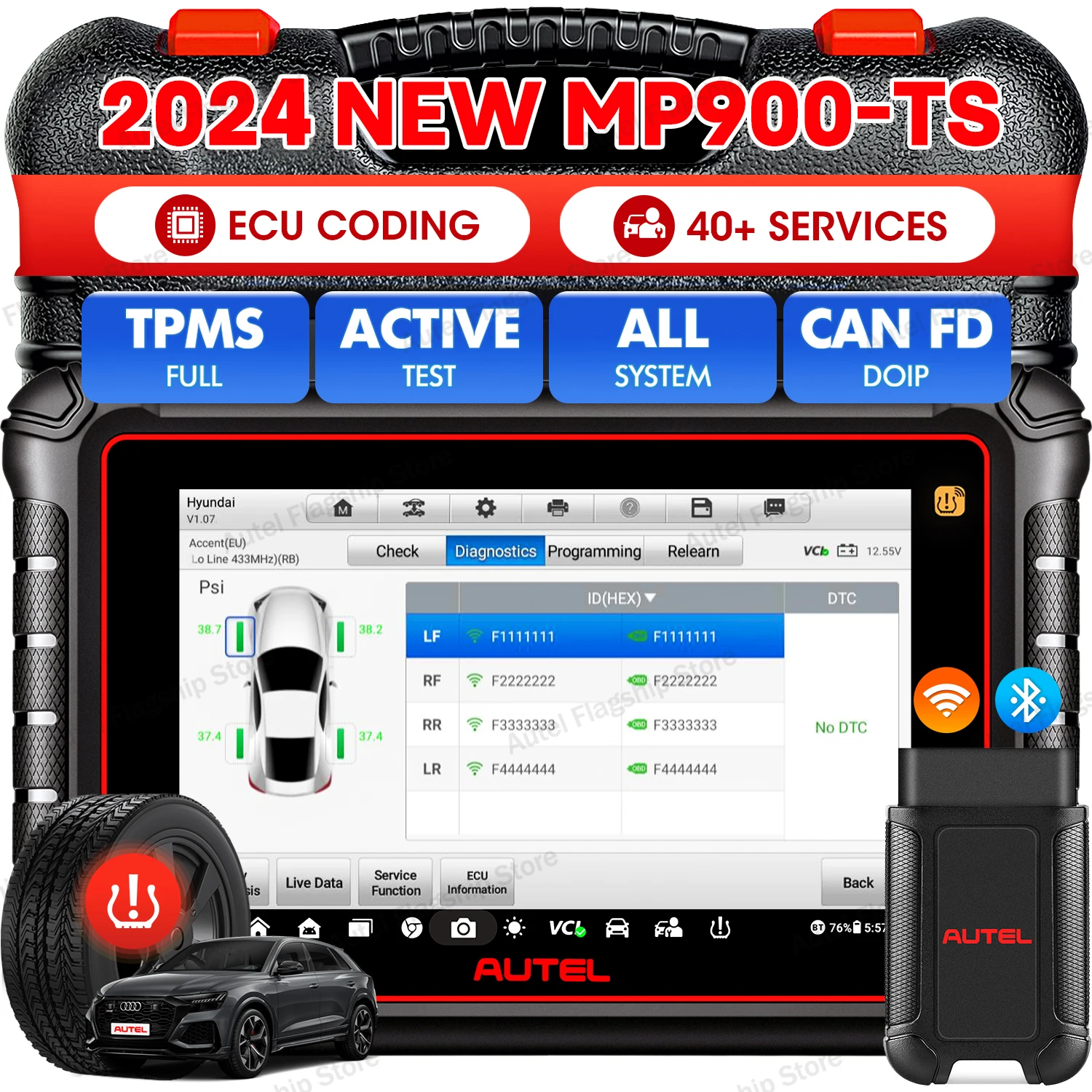 Autel MaxiPRO MP900-TS Car OBD2 Scanner TPMS Programming Relearn Diagnostic Tools ECU Coding Active Test CAN FD/DoIP PK MP808BT